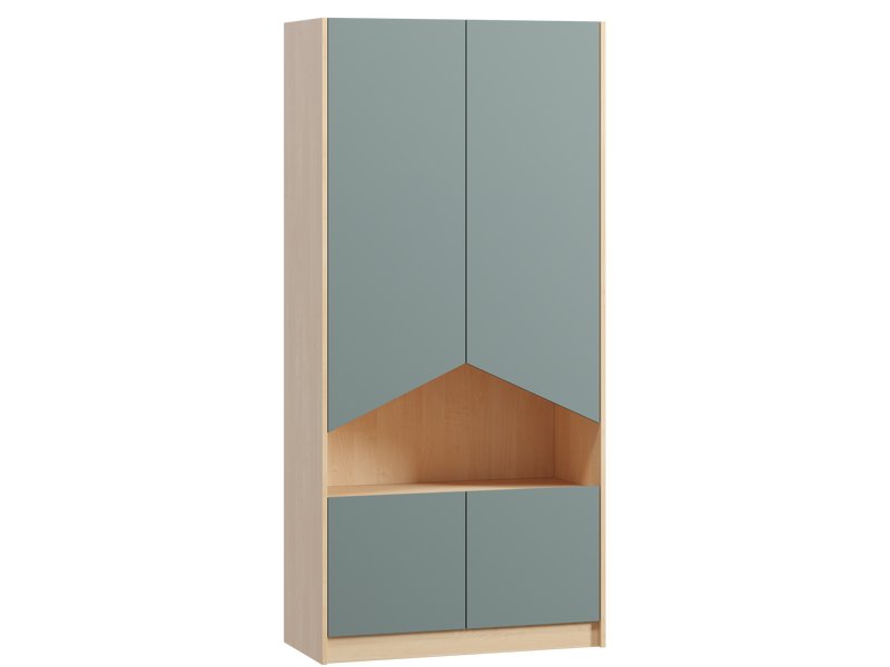 Стеллаж Пенни 90x190 Береза/Серо-зеленый