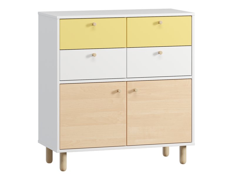 Тумба Дикинс 87x92 Береза/Желтый